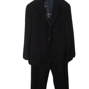 2 Piece Men Suit Geoffrey Beene 46R Dark Blue Mult